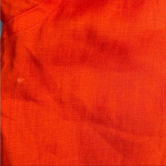 Lauren Ralph Lauren Petite Red Linen Short Sleeve Button Down Shirt - Picture 11 of 12